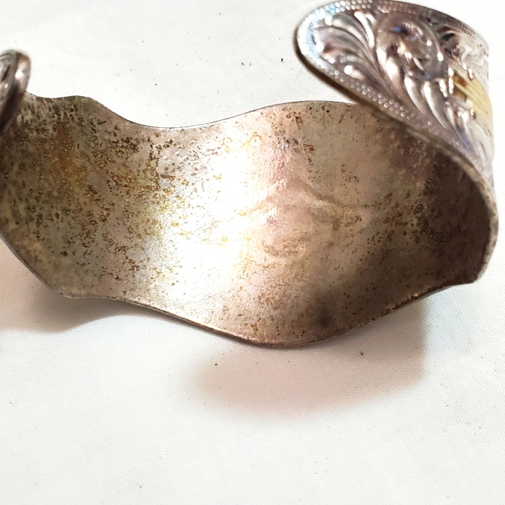 Gold & Silver Cuff 2 Tone Montana Silversmiths Original Velvet Box/Docs - Picture 5 of 13